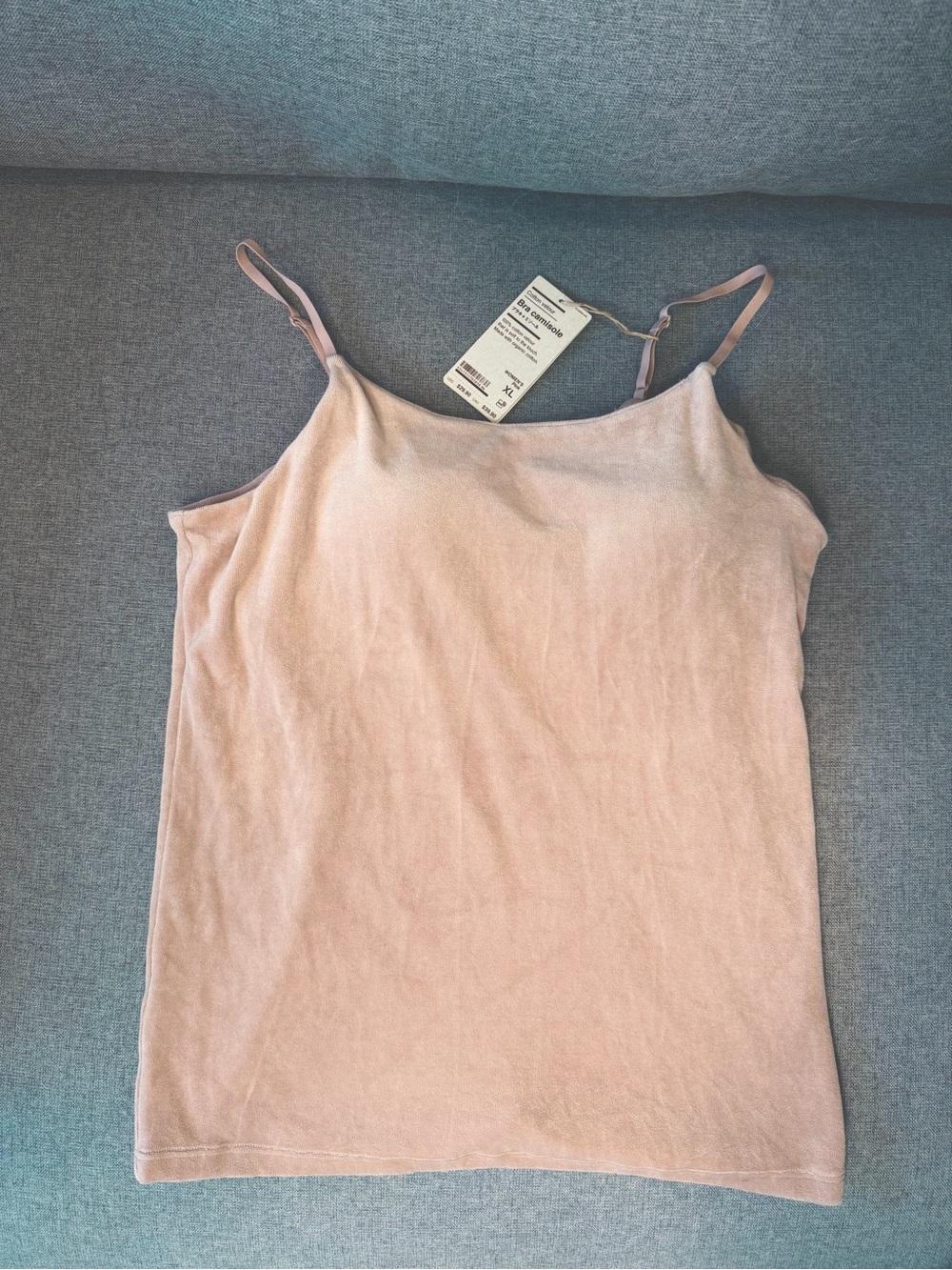 Women's Light Pink Velvet Cami Tank Top